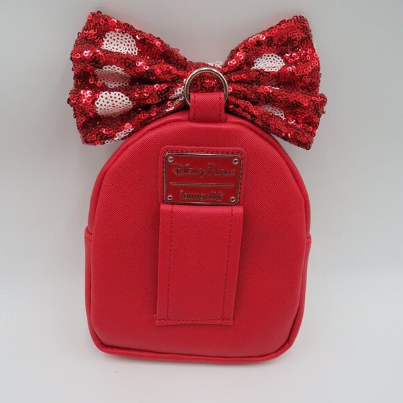 Loungefly Disney Backpack 6.5" Minnie Mouse Polka Dot Sequins Belt Bag READ - Picture 3 of 9